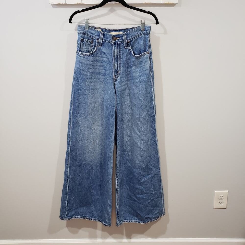 Levi's XL Flood Jeans Womens 26 Altered 25 High Rise Wide Leg Blue Denim
